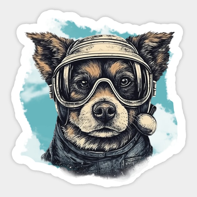 Aviator dog Sticker by GreenMary Design